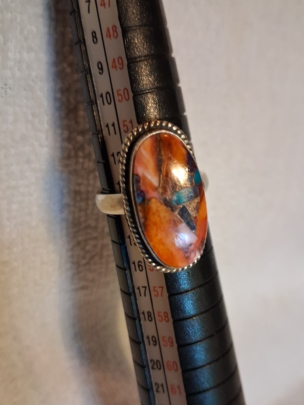Oyster Turquoise Inlay Oval 925 Silver Ring Handmade